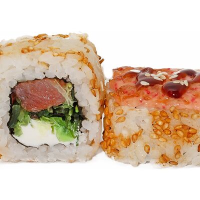 Запеченный в кунжуте кимчи с копченым лососем в Точка суши по цене 490 ₽