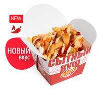 Сытный куш с фри и острым соусом в Шаверма по-питерски