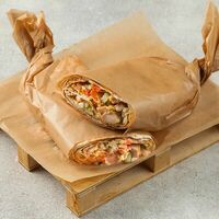 Шаурма из курицы с соусом сацебели и картофелем фри в Ресторан Лесной