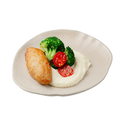 Куриная котлета с картофельным пюре и брокколи в ИТЛЕ Bistro Halal по цене 470 ₽