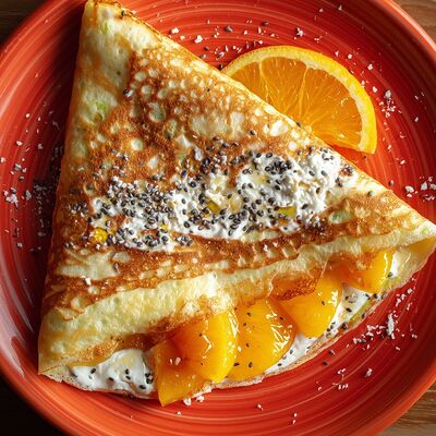 Блин Персиковый чизкейк в Mистер Блин по цене 455 ₽