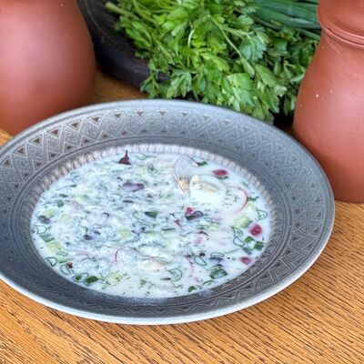 Окрошка с куриным бедром в Erti_Эрти по цене 470