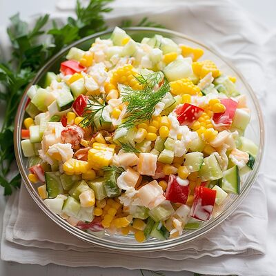 Салат крабовый с овощами в Море обедов по цене 120 ₽