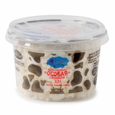 Масса творожная Особая с изюмом 23%, Мосальский молокозавод Бзмж в Азбука Вкуса Экспресс Меню по цене 137 ₽