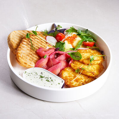 Картофельные драники с гравлаксом из кеты в Sugar Mama по цене 690 ₽