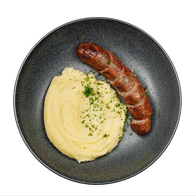 Мясная колбаска с картофельным пюрев Мистер лим по цене 390 ₽