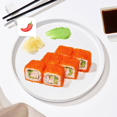 Ролл калифорния с креветкой спайси в Много лосося по цене 560