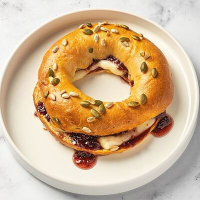 Бейгл с камамбером и джемом в Кэрри по цене 310