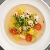 Уха из лосося и трески в Престо