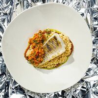 Судак, птитим, томатная сальса в Skybar