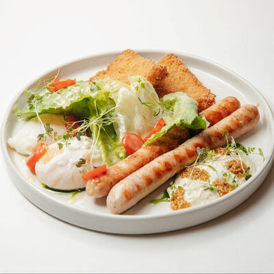 Большой завтрак с колбасками и картофельными оладьями в Сны любимого кота по цене 770 ₽