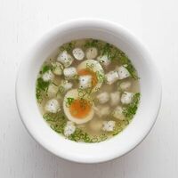 Куриный бульон с фрикадельками, яйцом и рисом в ProМидии by Novikov