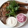 Рыжики с красным маринованным луком и сметаной в Four по цене 790