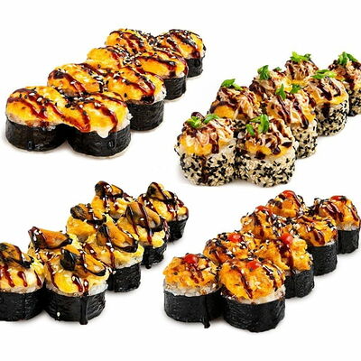 Сет Запеченный в Некруглая пицца и роллы по цене 1941 ₽