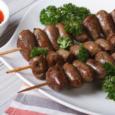 Шашлык из куриных сердечек в Мангал-House по цене 400 ₽