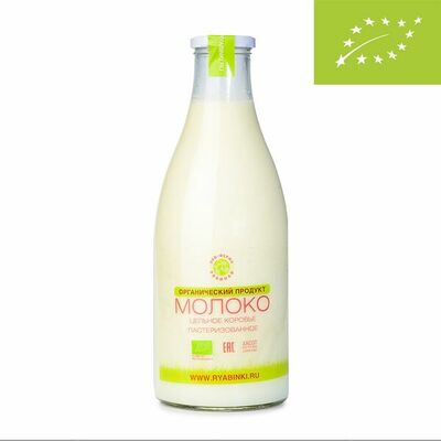 Молоко пастеризованное органическое 3,2-4,6%, эко-ферма Рябинки Московская область, Бзмж в Азбука Вкуса Экспресс Меню по цене 250 ₽