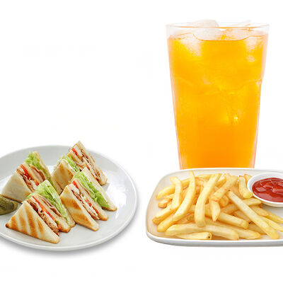 Клаб сэндвич + фри + напиток на выбор 0,5 в PizzBurg по цене 3500 ₸