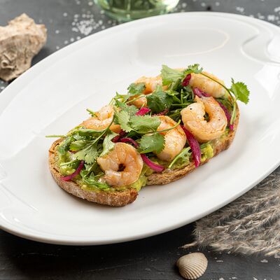 Брускетта с гуакамоле и креветками в Сорренто по цене 650 ₽