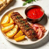 Люля- кебаб из курицы с картофельными дольками в Банхоф