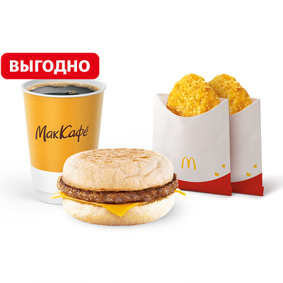 МакМаффин со свиной котлетой МакКомбо Большой в Макдоналдс по цене 229 ₽