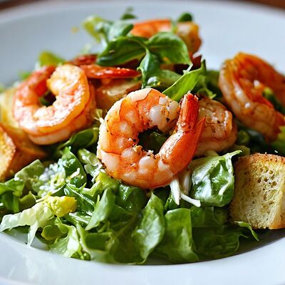 Салат Цезарь с креветками в Coffee Cloud по цене 560 ₽