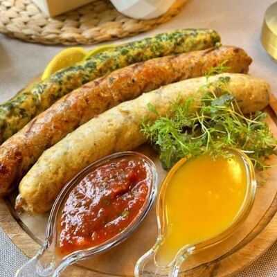Колбаски с лососем, со сливочным сыром и шпинатом в Веранда на ленинском по цене 1640 ₽