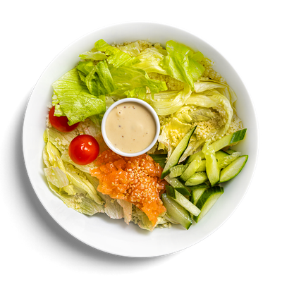 Боул с лососем, кускусом и медово-горчичным соусом в Кухня на районе по цене 405 ₽