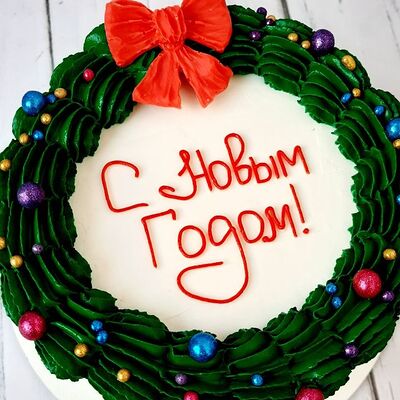 Бенто-торт с новым годом и венком в Премиум торт по цене 2300 ₽