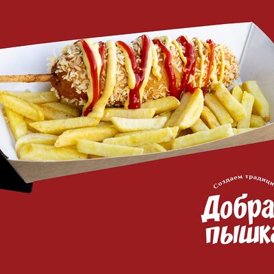 Корн-дог с сосиской в Добрая пышка по цене 250 ₽