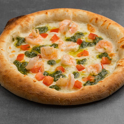 Большая пицца Креветки с соусом песто в Престо по цене 1670 ₽