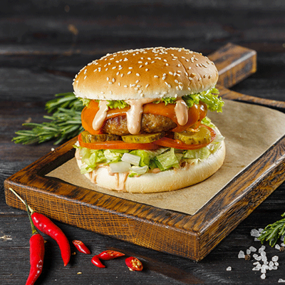 Бургер Biek tau в ИТЛЕ Стейк-кафе Halal по цене 470