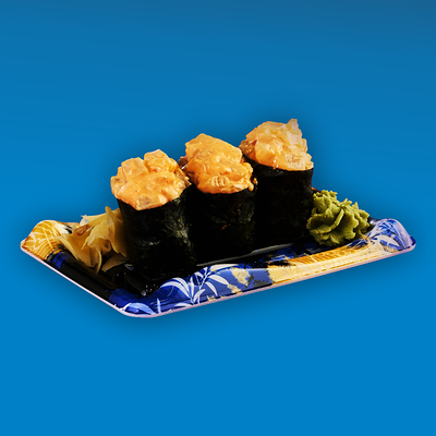 Острый хотатегай (Гункан с гребешком в спайси соусе) в Yume sushi по цене 590 ₽