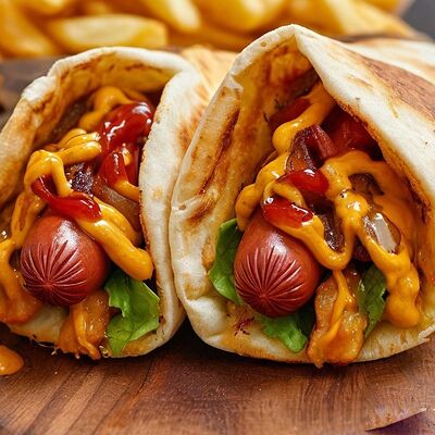 Двойной хот-дог в лаваше в Рай вкуса по цене 300 ₽