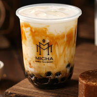 Молоко с карамельной тапиокой в Micha Bubble Tea & Bakery