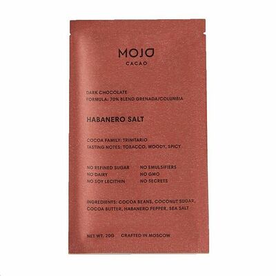 Шоколад горький Mojo Cacao 70% Habanero Salt с перцем и морской солью в Азбука Вкуса Экспресс Меню по цене 159 ₽