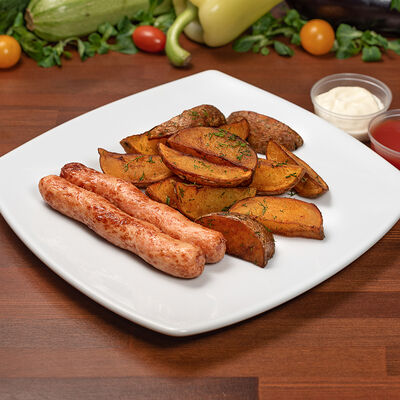 Сосиска на гриле с картофелем по-домашнему в Шашлычкофф по цене 239