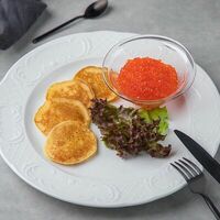 Икра рыбъ лососевыхъ съ блинками красными в Трактиръ Пожарскаго