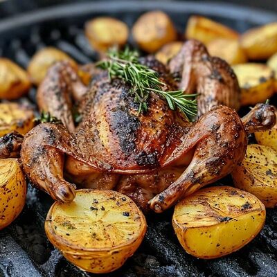 Перепелка на углях с картофелемв Шашлычный Мир по цене 690 ₽