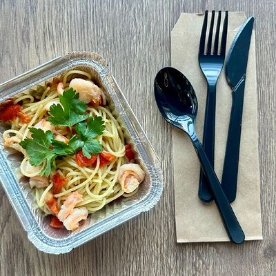 Спагетти с креветкой и сладким перцем в Еду домой по цене 400 ₽