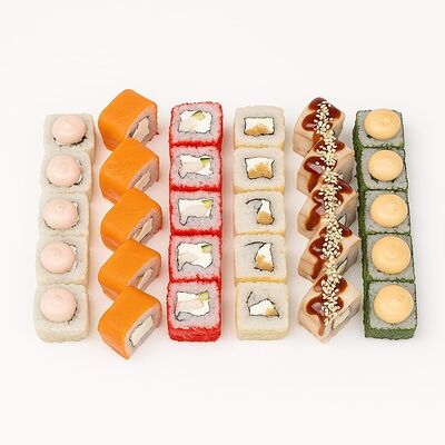 Шесть вкусов в У бобра роллы по цене 1552 ₽