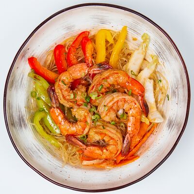 Фунчоза с креветками в Thaifood bubble tea по цене 550 ₽