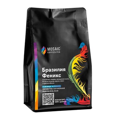 Кофе Бразилия Феникс, обжарка под эспрессо в Mosaic Coffee & Tea по цене 649 ₽