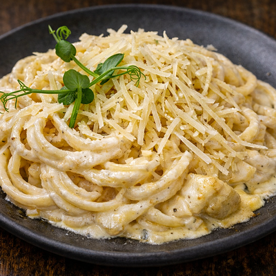 Паста курица с грибами в Авто Япончик по цене 600 ₽