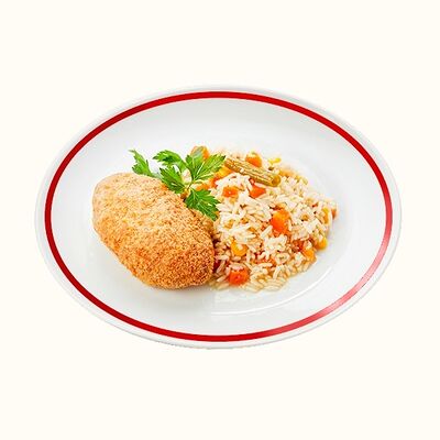 Зраза из индейки с крем-чизом, рисом и овощами в Пироговый Дворик по цене 389 ₽