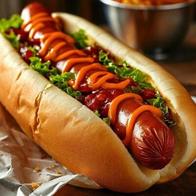 Хот-дог Нью-Йорк Барбекю в Одно мясо по цене 320 ₽