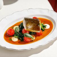 Чёрная треска с томатами кимчи в Cristal