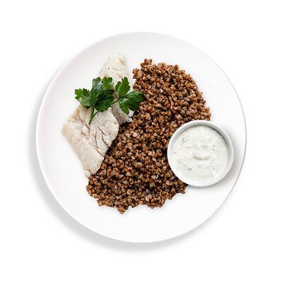 Паровая треска с гречкой и тартаром в Marketplace по цене 379 ₽
