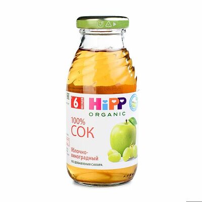Сок Яблоко, виноград с 6 месяцев, Hipp в Азбука Вкуса Экспресс Меню по цене 118 ₽