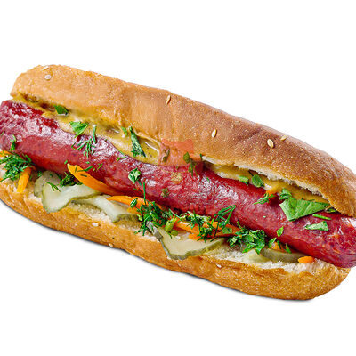 Хот-дог с охотничьей сосиской в Ваусуши по цене 180 ₽