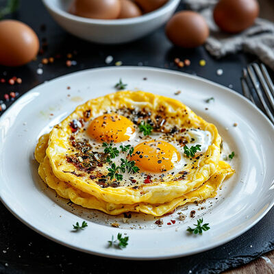 Омлет из фермерских яиц в Кафе ламанча по цене 150 ₽